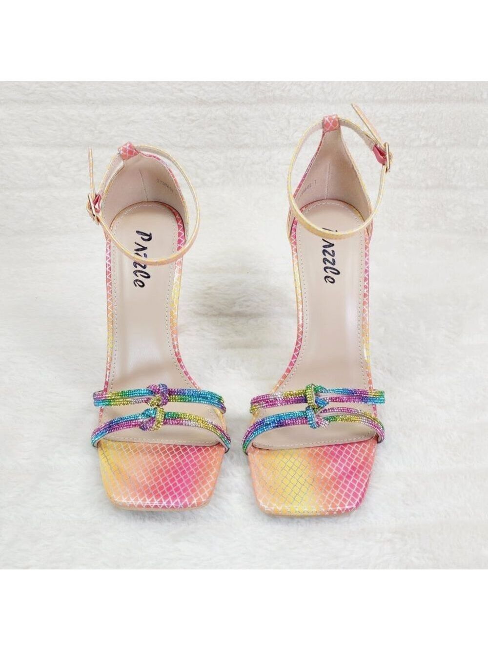 Symm Colorful Rhinestone Strap High Heel Stiletto Shoes